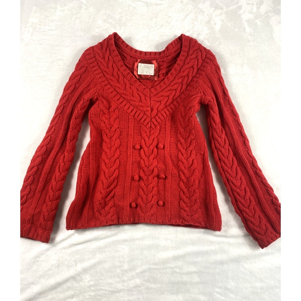 Vintage Old Navy Knit Sweater Sz M Red‎ Cables Cotton Wool Blend Soft Fisherman